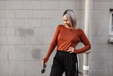 Rib Long Sleeve Basic - Rust