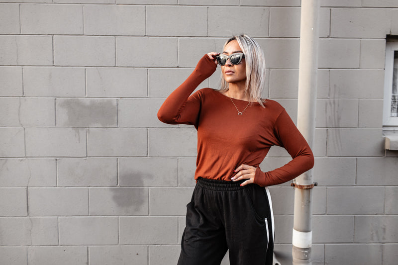 Rib Long Sleeve Basic - Rust