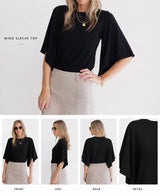 Wing Sleeve Top – Black