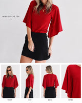 Wing Sleeve Top – Spicy Red