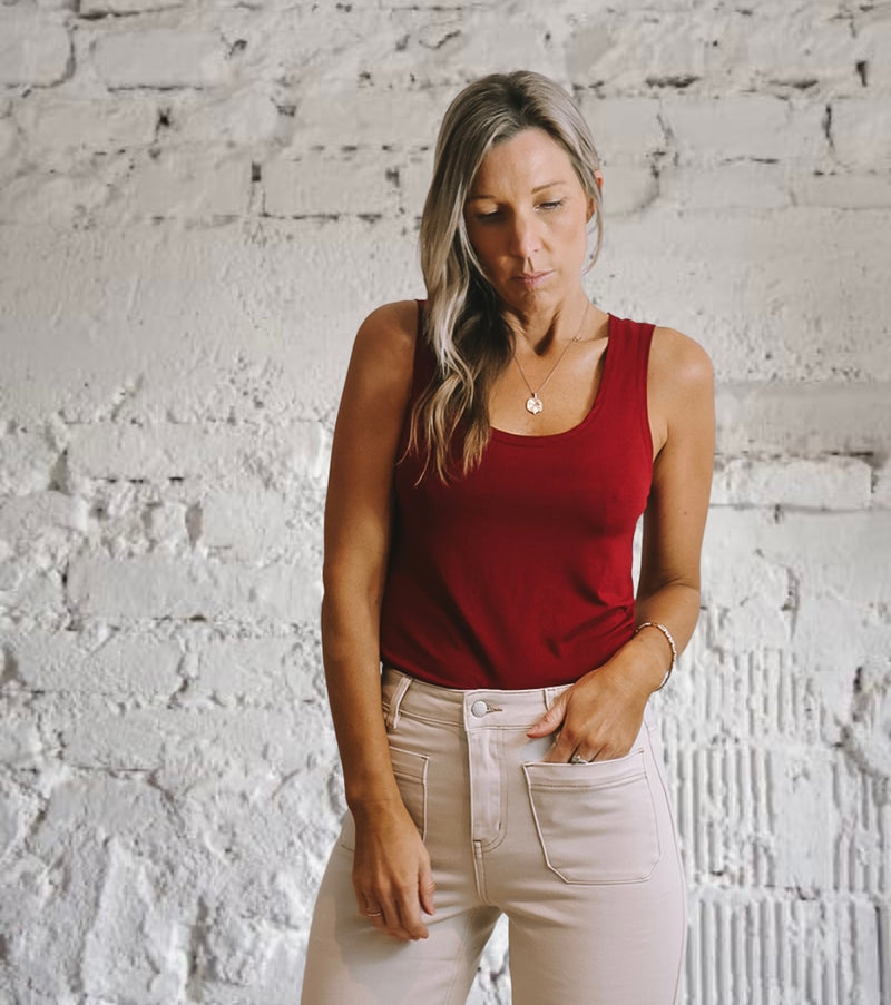 Burgundy Scoop singlet