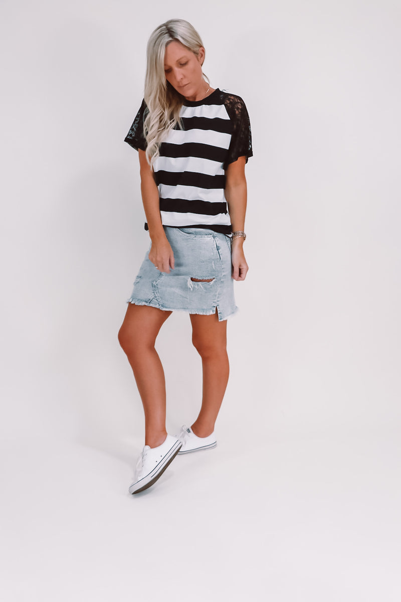 Stripe Lace Tee